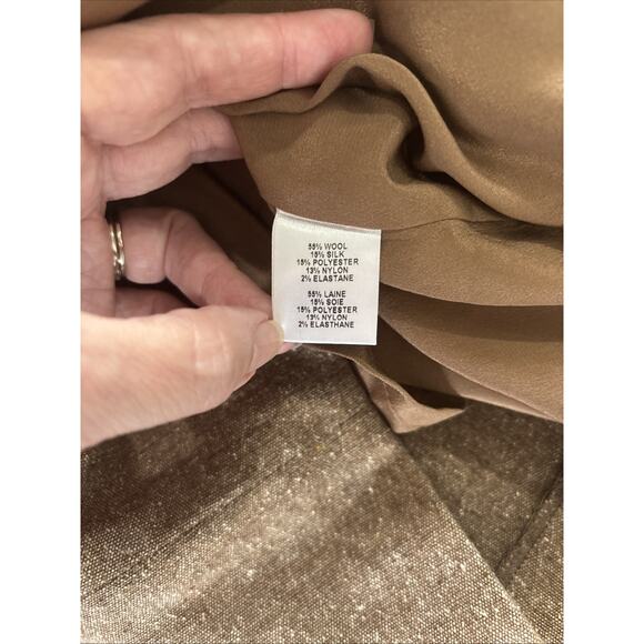 3758 Adam Adam Lippes Womens Brown Wool Silk V Neck Shift Dress 8 - Picture 6 of 8